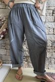 Rustic Nature Linen Blend Barrel Pant Washed Charcoal